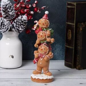 Stacked Gingerbread Decor Festive Gingerbread Family Holiday Decor